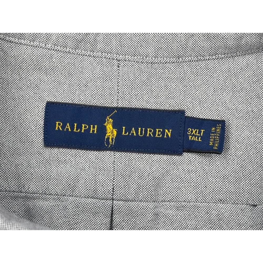 Polo Ralph Lauren Grey Oxford Button Down Shirt Mens 3XLT Tall Long Sleeve Pony